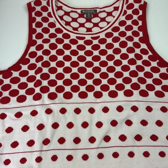 Spanner White & Red Polka Dot Sleeveless Knit Top - Picture 3 of 8